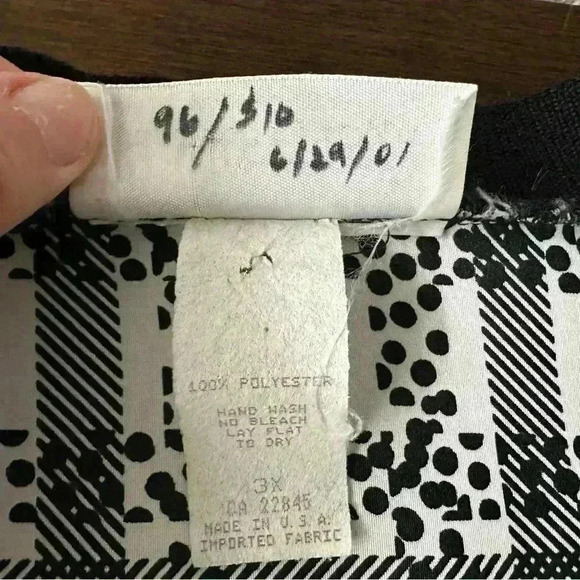 Vintage printed plaid black and white pullover size 3X - Picture 8 of 9